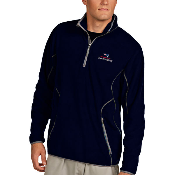 New England Patriots Antigua Super Bowl LI Champions Ice Quarter-Zip Pullover Jacket - Navy/Gray